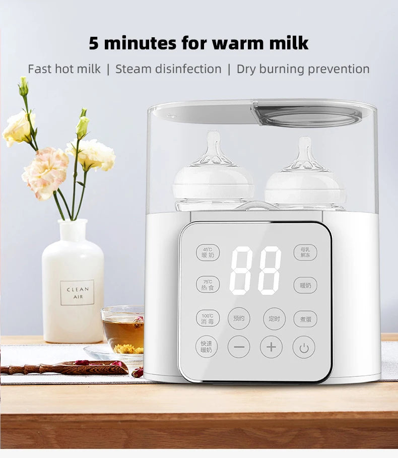 Chauffe-Biberon Rapide Multifonction – Stérilisateur 5 min, Chauffe Lait Maternel & Aliments Bébé