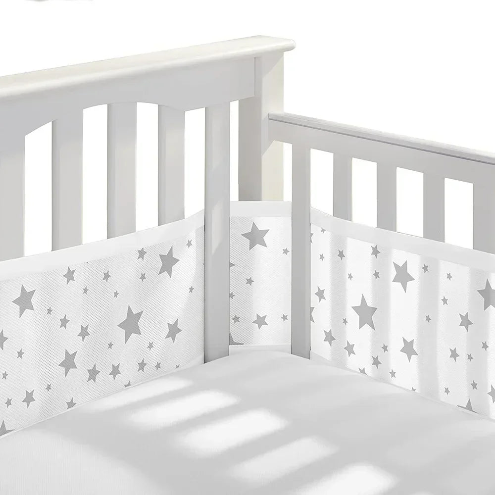 Tour de Lit Respirant Bébé — Mesh 4 Panneaux Protection Barreaux Anti-Étouffement