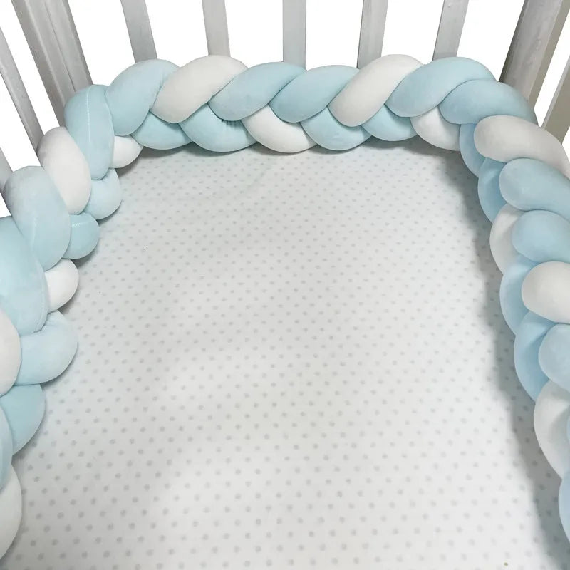 Tour de Lit Bébé Tressé Nœuds Coton PP – Pare-Chocs Berceau Nouveau-Né Large Choix Coloris 1M à 4M