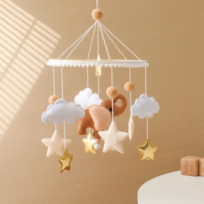 Mobile Musical Bébé Bois Feutre Premium — Cloche Lit Animaux & Boîte à Musique | 3 Modèles