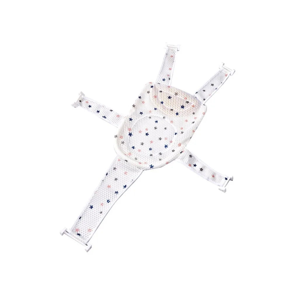 Filet de Bain Bébé Antidérapant Croix Ajustable – Siège Berceau Nouveau-Né | Rose, Bleu & Étoile
