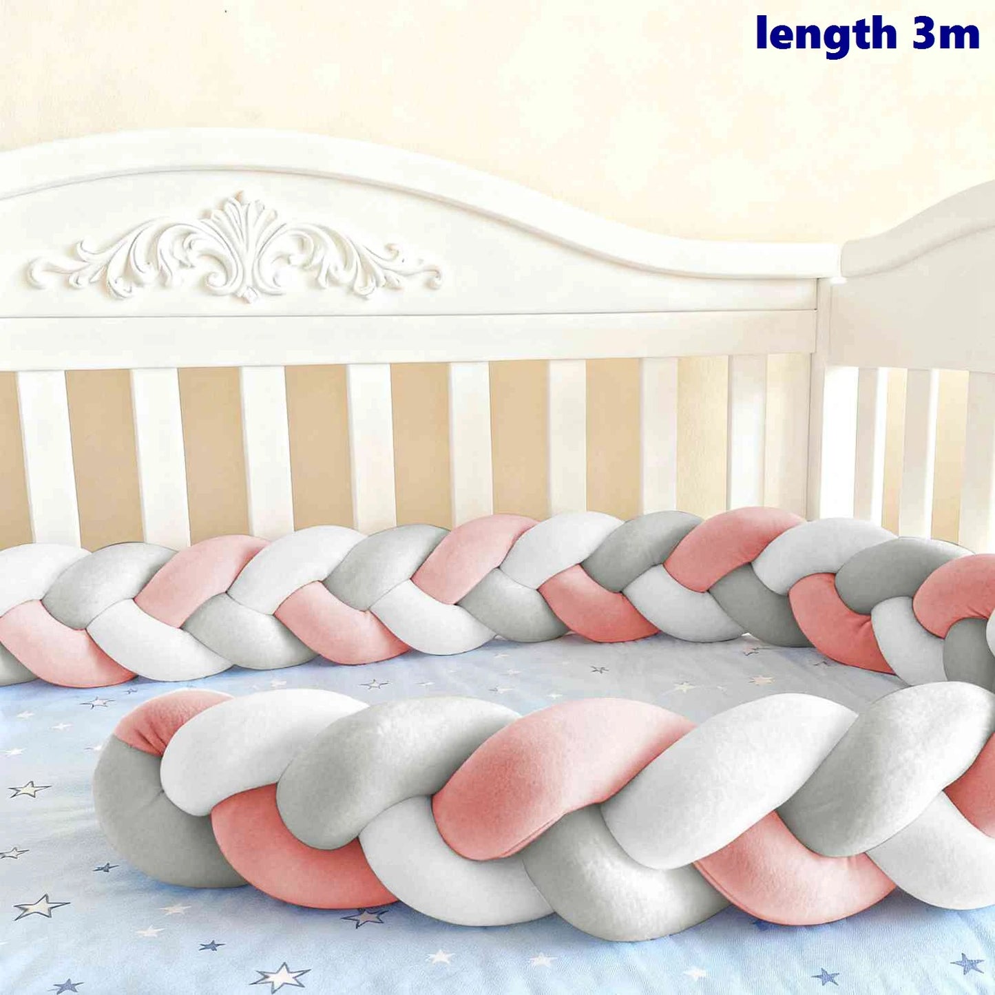 Tour de lit tressé bébé — Nœuds Spandex Doux 1-4M | 20 Coloris Garçon & Fille