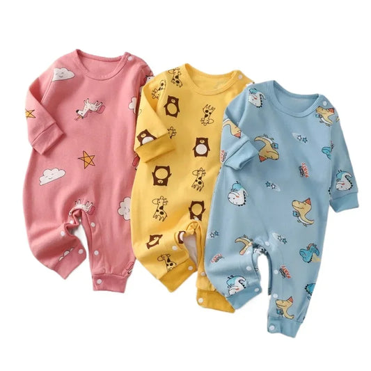 Baby Footed Sleeper 100% Cotton Long Sleeve – Newborn Boy & Girl Bodysuit 0-18 Months Spring Autumn