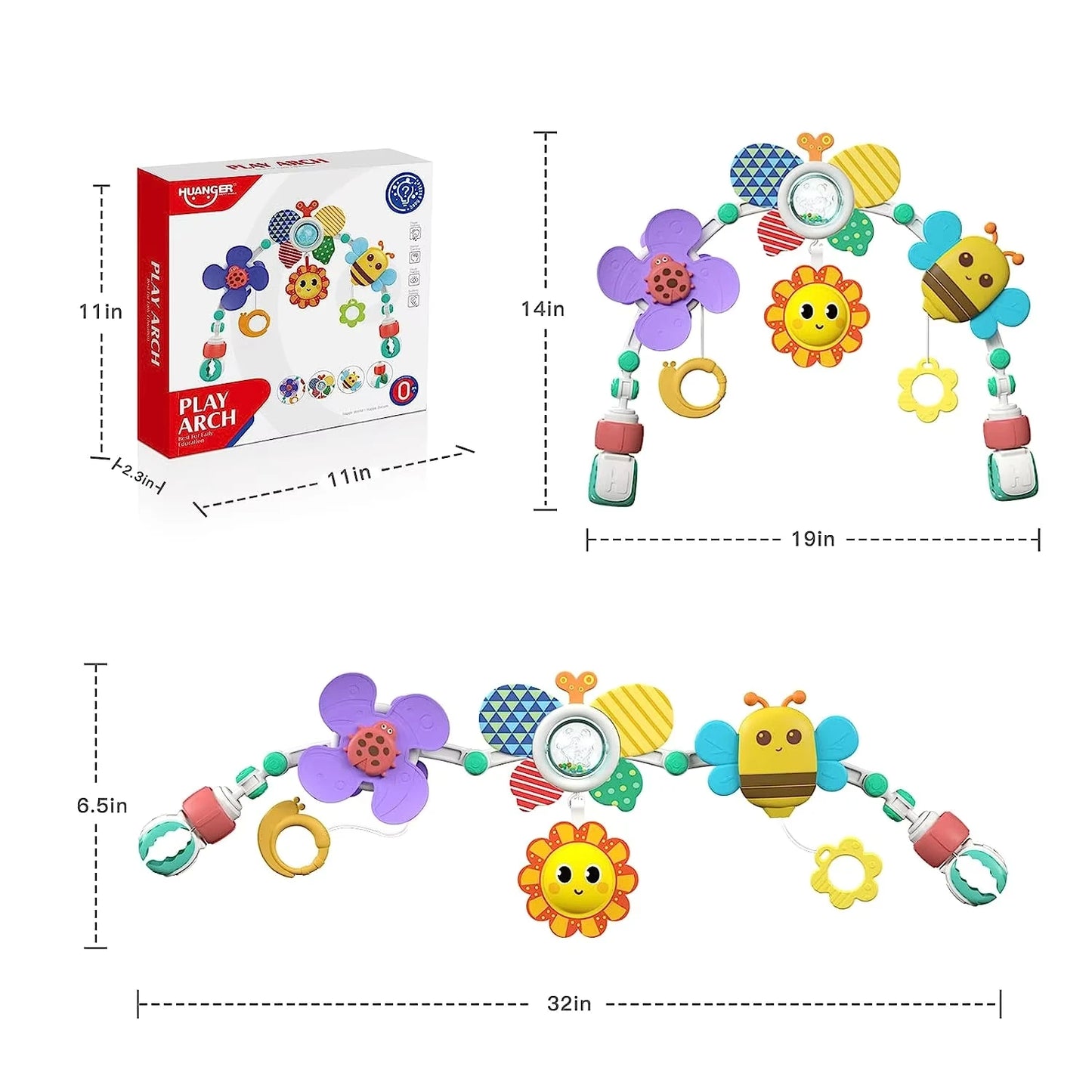 Hochet Bébé Arc Pliable Interactif – Jouet Éveil Lit & Poussette ABS+PP | 3 Styles | 0-24 Mois