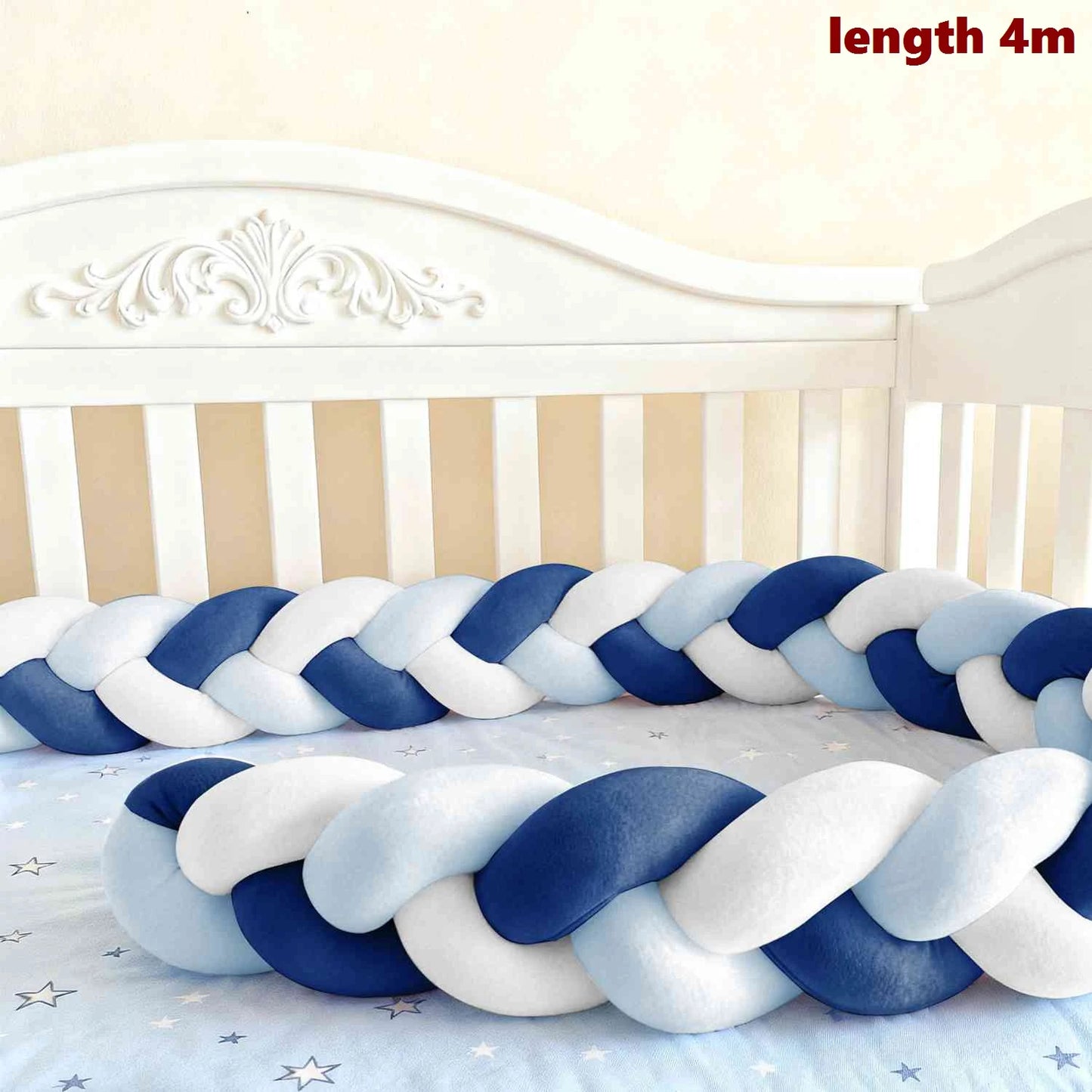 Tour de Lit Bébé Tressé Nœuds Spandex Doux – Pare-Chocs Berceau Unisexe 1M 2M 3M 4M