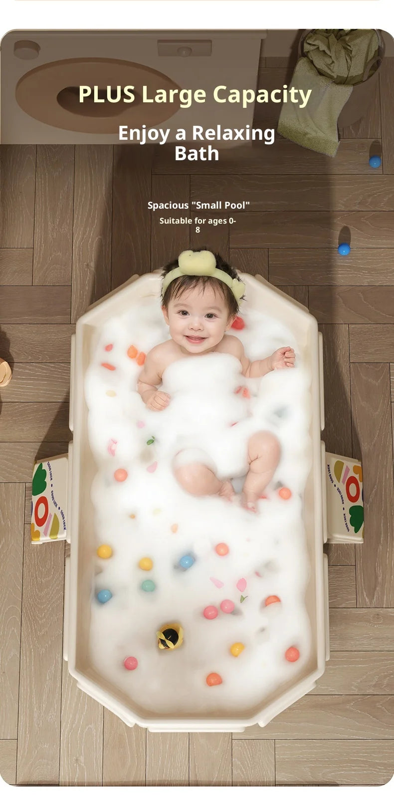 Grande Baignoire Bébé Pliable Tout-en-Un – Position Assise & Allongée, Garde au Chaud | 0-5 Ans