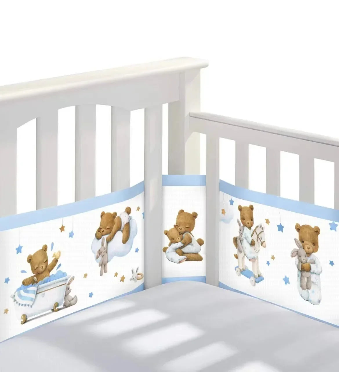 Tour de Lit Respirant Bébé — Mesh 4 Panneaux Protection Barreaux Anti-Étouffement