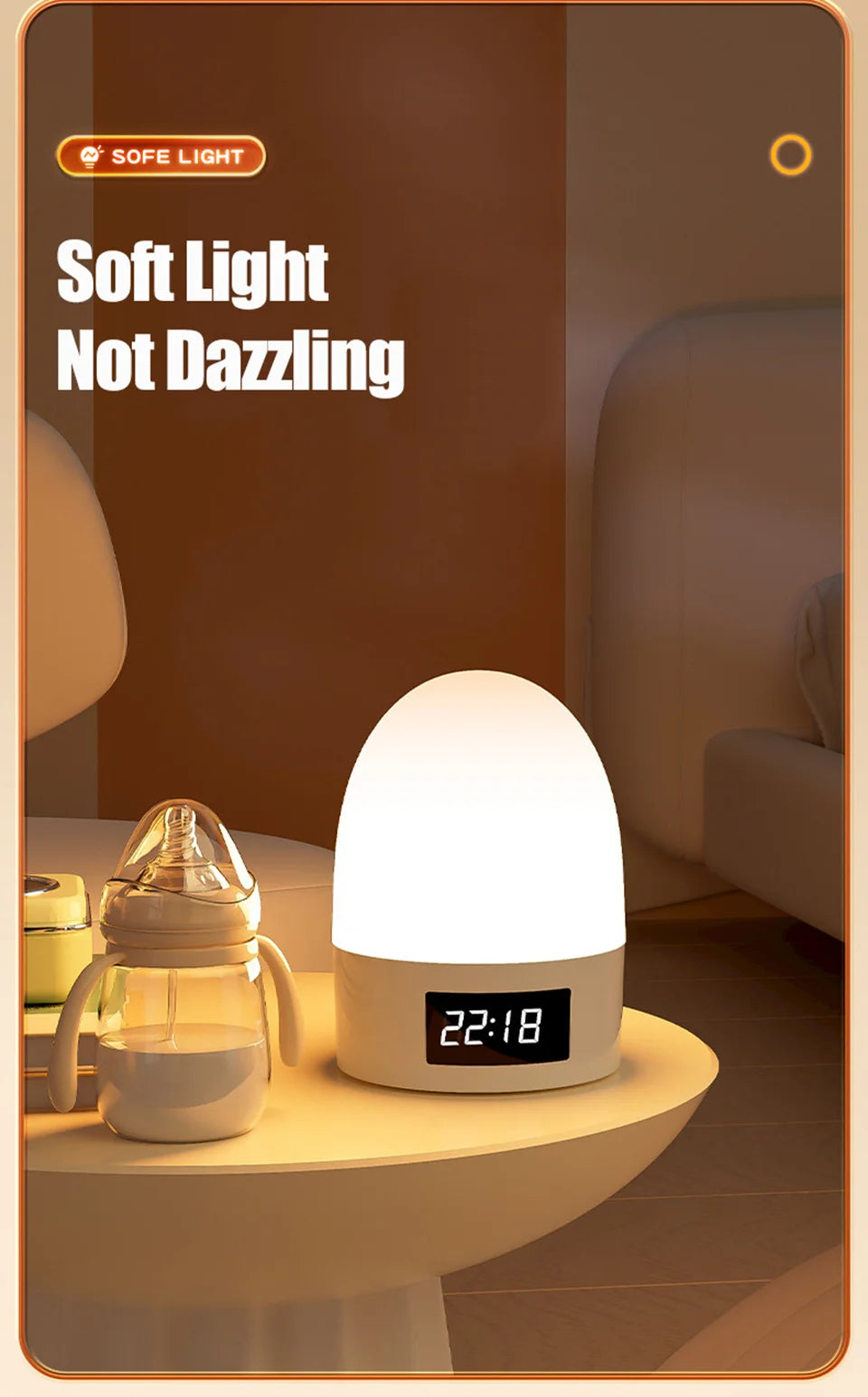 Veilleuse LED Tactile Rechargeable Bébé – 3 Couleurs & Luminosité Réglable USB-C | 9 Modèles Chambre Enfant