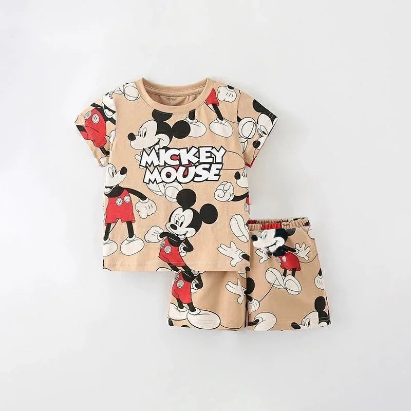 Ensemble Été Bébé 2 Pièces — T-Shirt Manches Courtes & Short Cartoon, Unisexe 9M-4 Ans