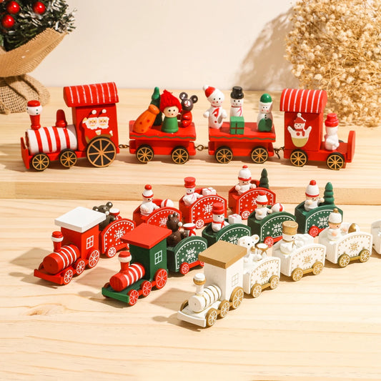Train de Noël Miniature Bois – Décoration Sapin & Table Fêtes 2025, Cadeau Enfant Nouvel An 2026