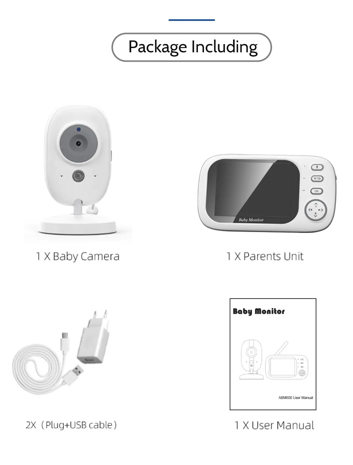 Babyphone Vidéo 3,5 Pouces – Vision Nocturne, Capteur Température, Audio Bidirectionnel 2,4G | Compact & Essentiel