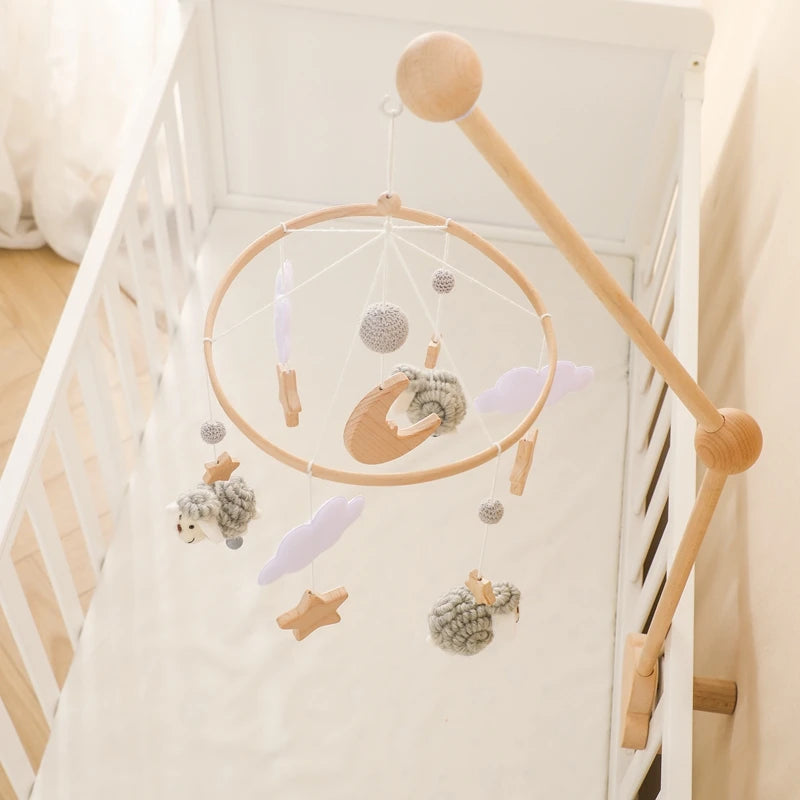Mobile Musical Bébé Bois Feutre Premium — Cloche Lit Animaux & Boîte à Musique | 3 Modèles