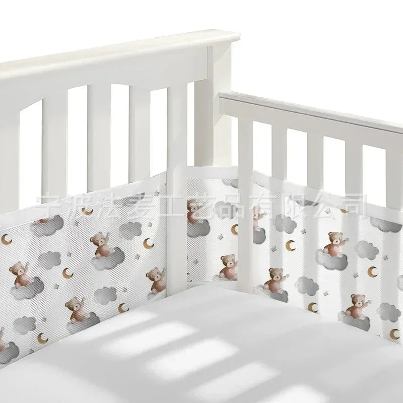 Tour de Lit Respirant Bébé — Mesh 4 Panneaux Protection Barreaux Anti-Étouffement