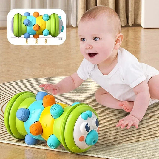 Rouleau de Ramper Montessori Bébé – Tummy Time Éveil Sensoriel 0-12 Mois | Bleu, Vert & Rose