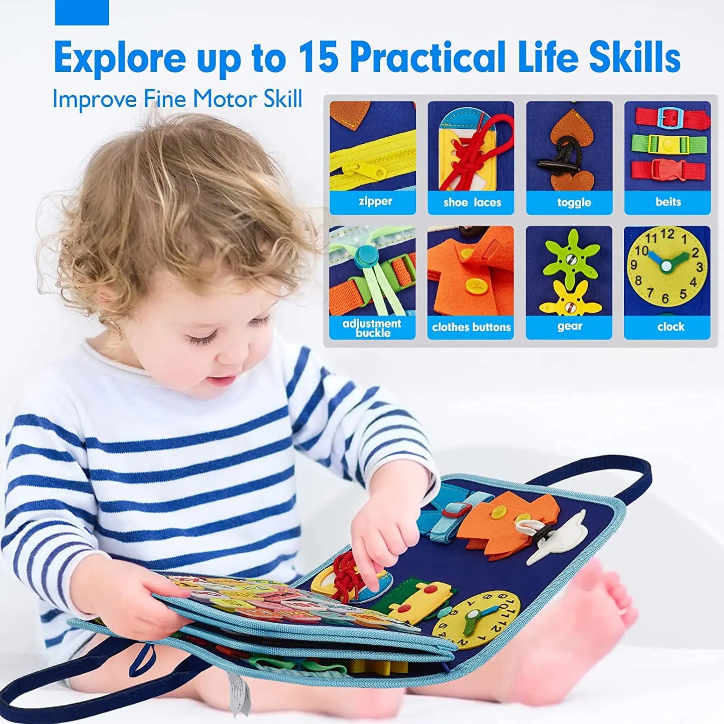 Busy Board Montessori Habillage – Cadre d'Habillage Autonomie Motricité Fine | Fille & Garçon 1-3 Ans