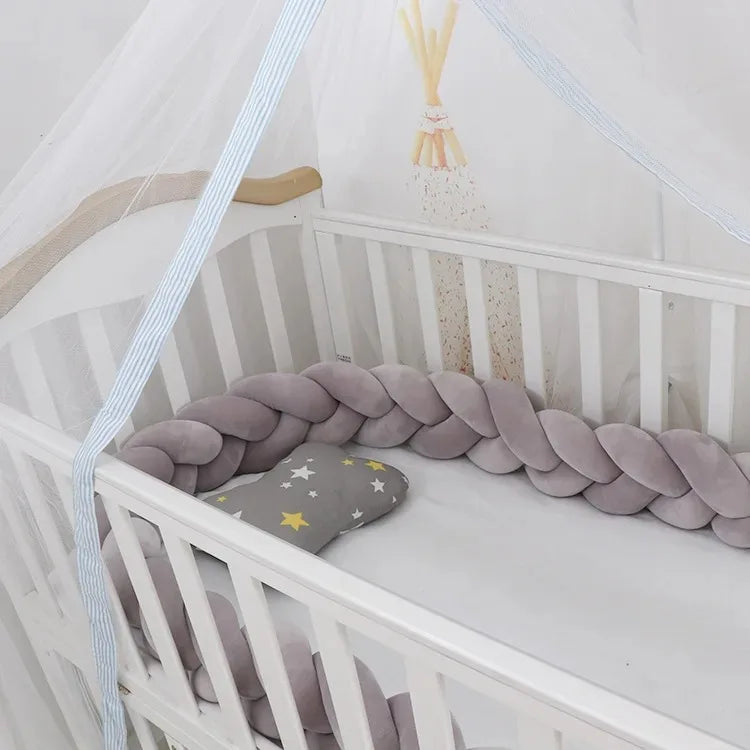 Tresse de lit bébé nœuds — Protection Douce Barreaux Coton | 1M 2M 3M 4M | 32 Coloris Fille & Garçon