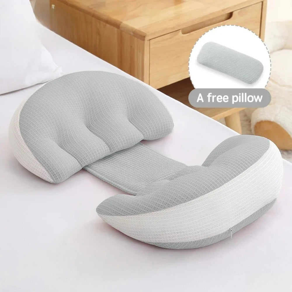 Coussin de Grossesse Coton – Oreiller Corps & Soutien Lombaire | Sommeil Femme Enceinte + 1 Oreiller Offert