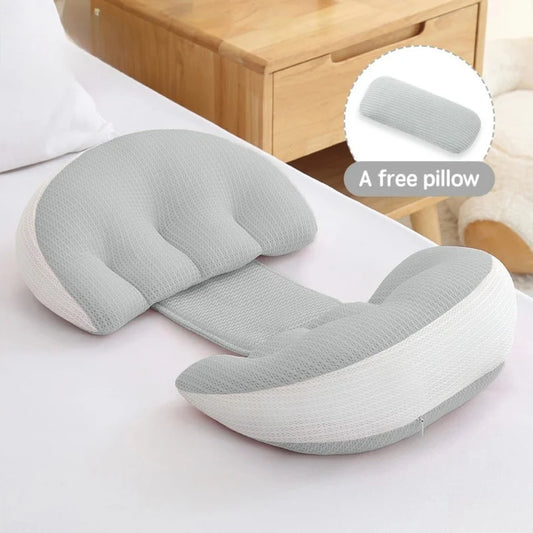Coussin de Grossesse Coton – Oreiller Corps & Soutien Lombaire | Sommeil Femme Enceinte + 1 Oreiller Offert
