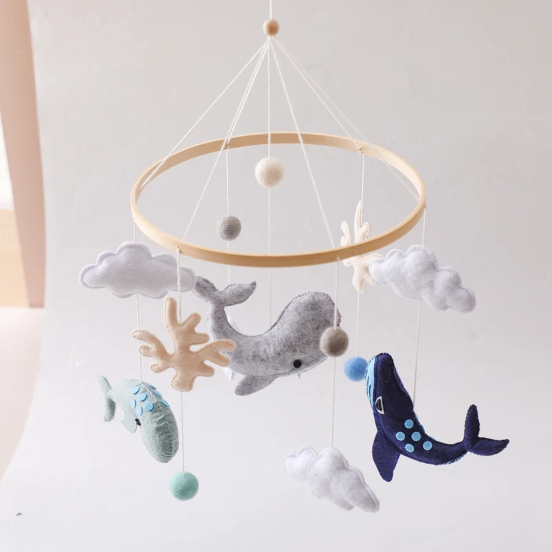 Mobile Hochet Bois & Crochet Bébé – Cloche Lit Étoiles & Pendentifs | Support Nuage | 27 Modèles