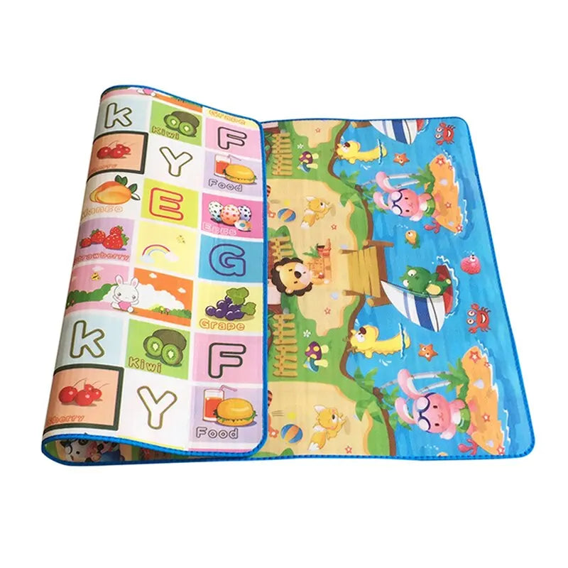 Tapis d’Éveil Éducatif Double Face Mousse 180x120cm – Ramper, Jouer & Apprendre | Motif Ferme & Lettres