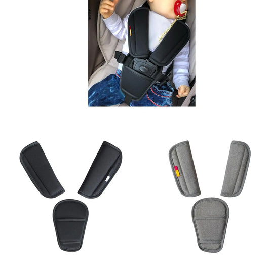 Padded Pram & Car Seat Strap Covers – Soft & Adjustable Shoulder Protection | Grey & Black