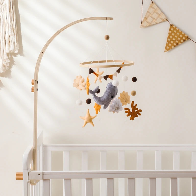 Mobile Hochet Bois & Crochet Bébé – Cloche Lit Étoiles & Pendentifs | Support Nuage | 27 Modèles