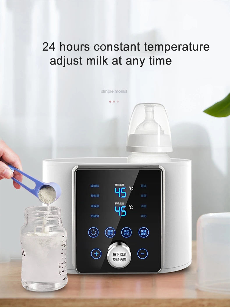 Chauffe-Biberon Double 8 en 1 avec Minuterie – 2 Biberons Simultanés Lait Maternel & Formule
