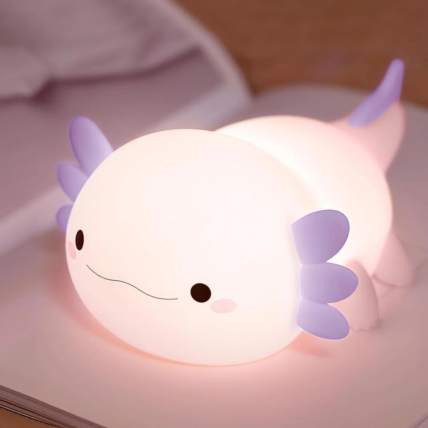 Veilleuse axolotl silicone — Lampe de Nuit LED Kawaii Rechargeable | Chambre Enfant & Bébé