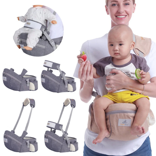 Porte-bébé ergonomique avec tabouret – Siège ventral multifonction pour bébé, 5 positions de portage
