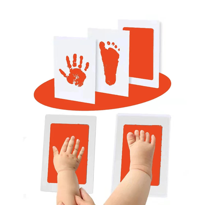 Kit Empreintes Mains & Pieds Bébé DIY 4 Couleurs – Tampon Encre Propre Cadeau Naissance | 0-6 Mois
