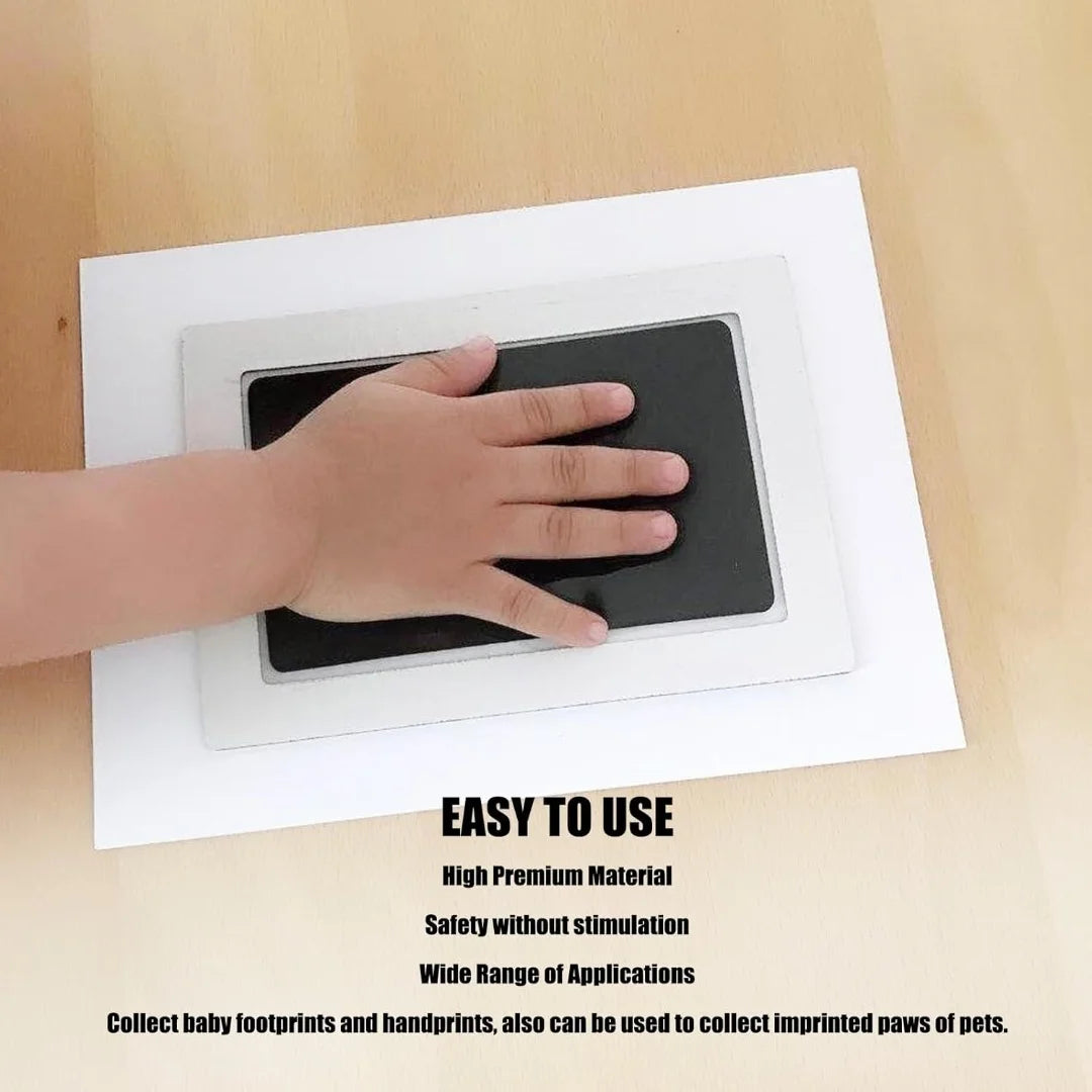 Kit Empreintes Bébé Nouveau-Né – 1 Tampon Encre + 2 Cartes Souvenir | Sans Contact Cadeau Naissance