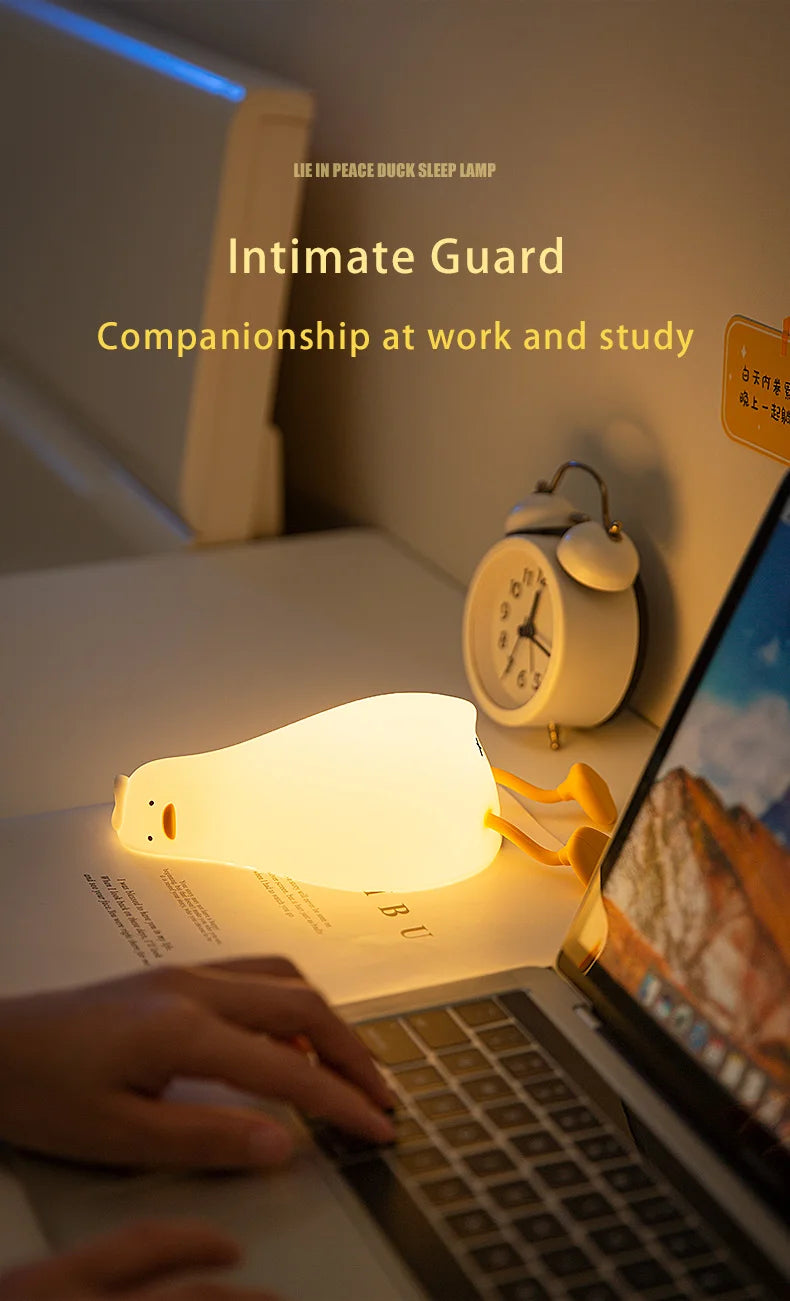 Veilleuse canard bébé silicone — LED Tactile Rechargeable Lumière Douce | Déco Chambre Bébé & Enfant