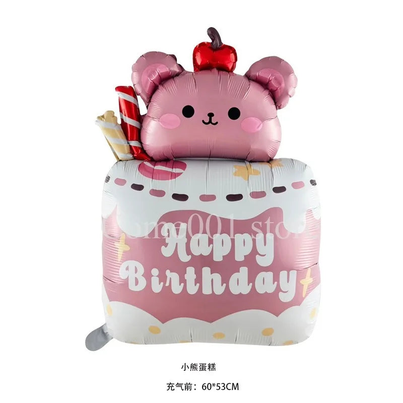 Ballon Aluminium Gâteau Anniversaire Kawaii – Décoration Fête Bébé 1 An, Enfant & Baby Shower