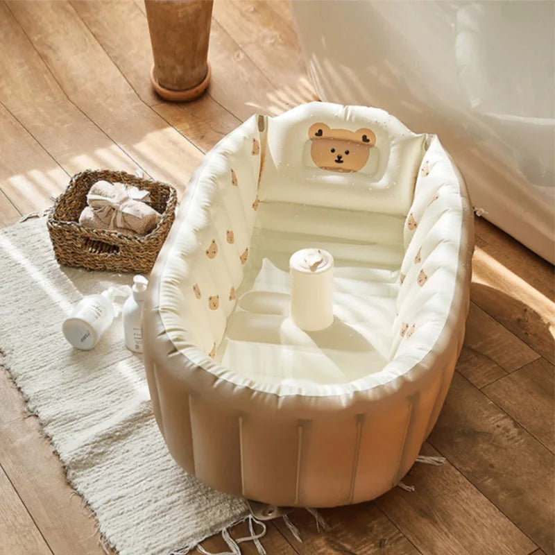 Baignoire Gonflable Bébé Enfant Cartoon Pliable 90x55cm – Portable Intérieur & Extérieur | 0-8 Ans