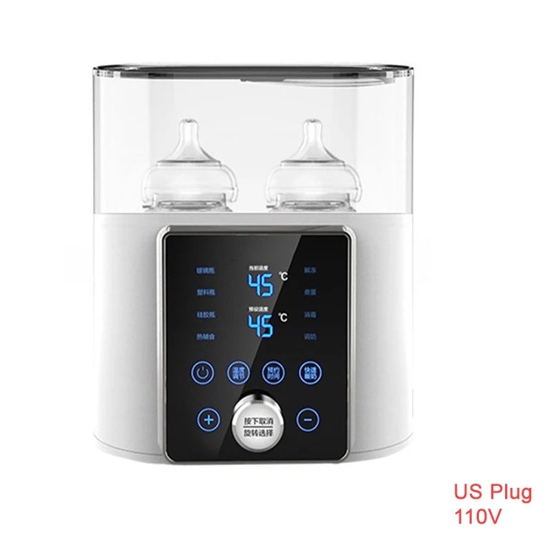 Chauffe-Biberon Double 8 en 1 avec Minuterie – 2 Biberons Simultanés Lait Maternel & Formule