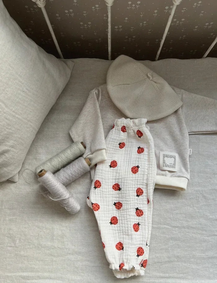 Pantalon Bébé Coton Bio – Mousseline Douce Imprimé Mignon Garçon & Fille 3-6M à 2-3 Ans