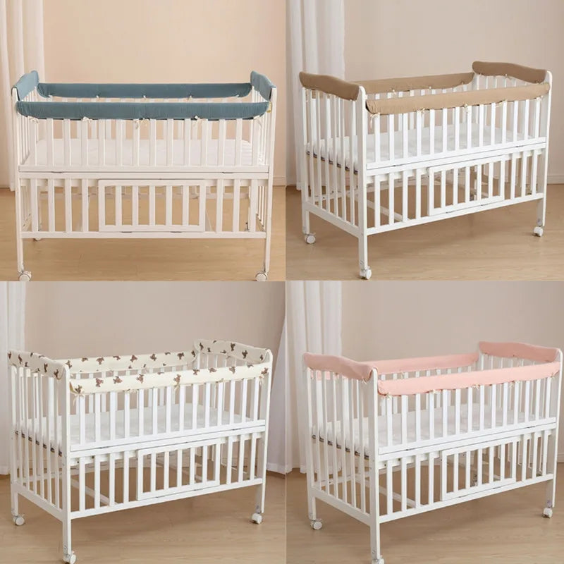 Tour de lit bébé complet — Coton 4 Pièces Protection Barreaux | Chambre Fille & Garçon
