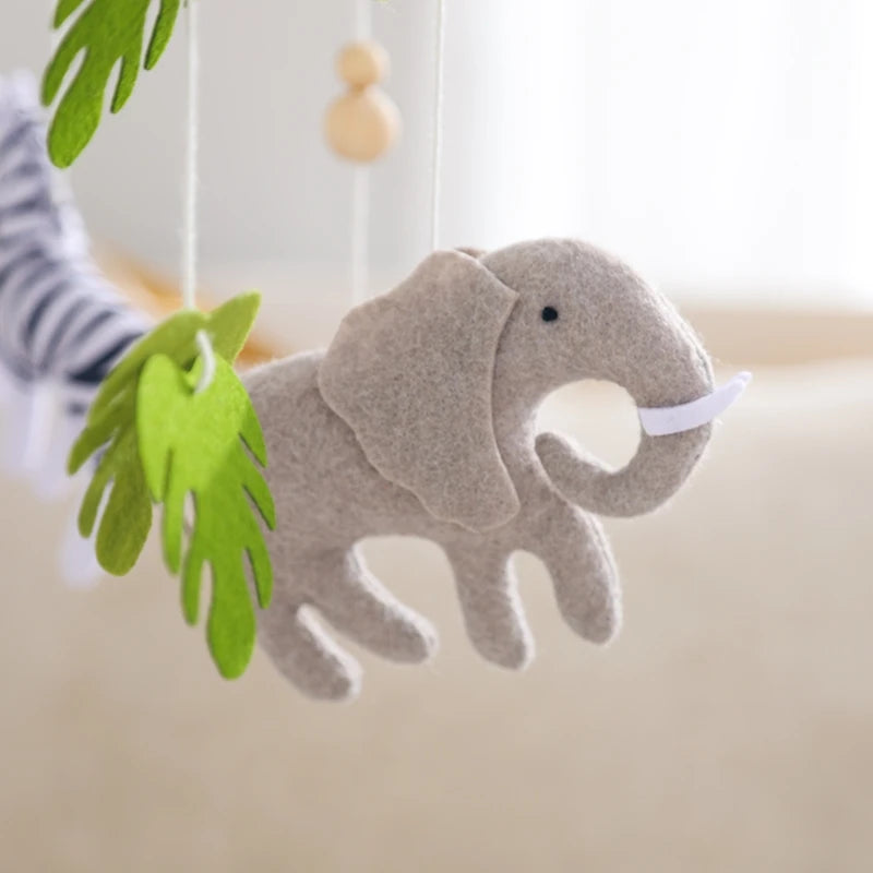 Mobile Hochet Bois & Feutre Forêt Bébé — Cloche Lit Animaux Cartoon & Support | 14 Modèles 0-12 Mois