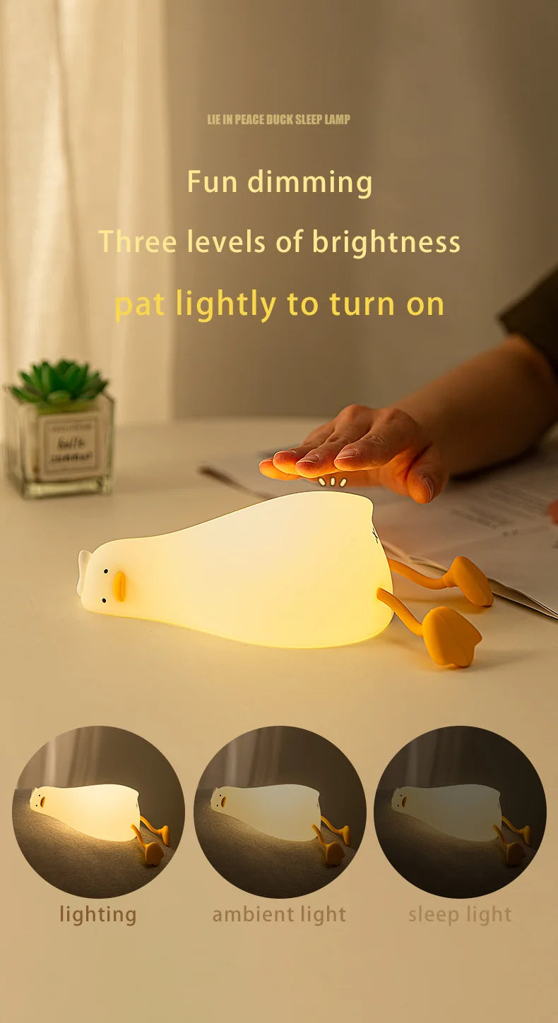 Veilleuse canard bébé silicone — LED Tactile Rechargeable Lumière Douce | Déco Chambre Bébé & Enfant