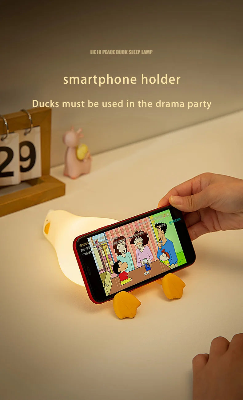 Veilleuse canard bébé silicone — LED Tactile Rechargeable Lumière Douce | Déco Chambre Bébé & Enfant