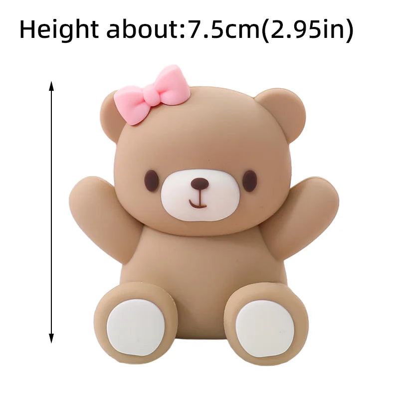 New 3D Bear Cake Topper Baby Shower Bear Decoration Boy Girl Happy 1st Birthday Party Cake Decor Gender Reveals Party Supplies