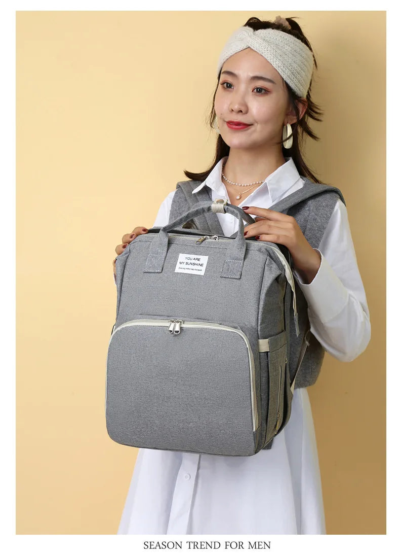 Sac à Langer Multifonction 4-en-1 – Lit Bébé Portable & Station à Langer | Voyage & Sorties