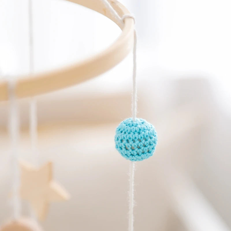 Mobile Hochet Bois & Crochet Bébé – Cloche Lit Étoiles & Pendentifs | Support Nuage | 27 Modèles