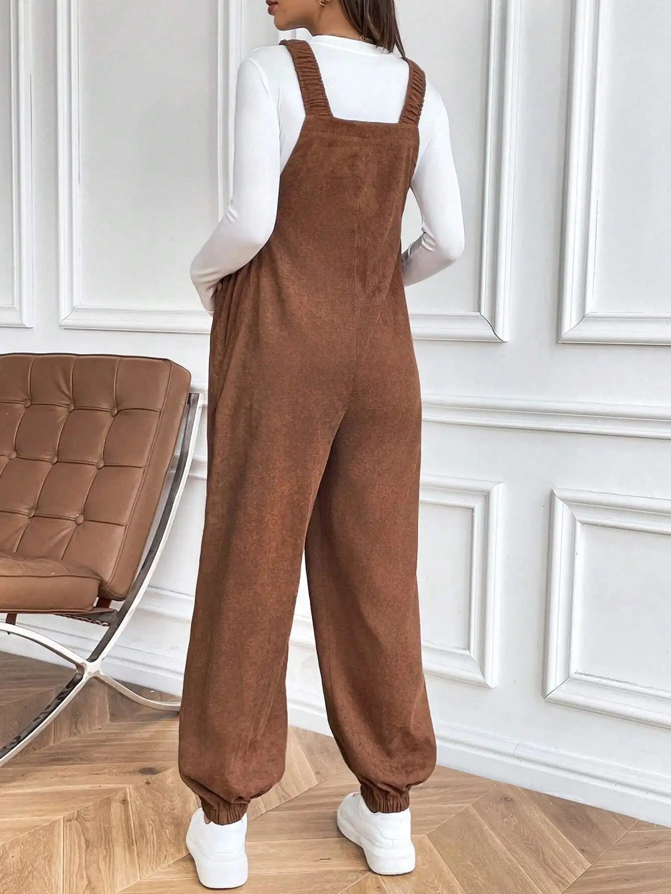 Salopette Maternité Velours Côtelé — Bretelles Réglables, Coupe Ample, Grossesse S-XL