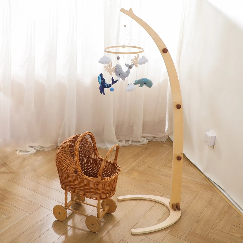 Mobile Hochet Bois & Crochet Bébé – Cloche Lit Étoiles & Pendentifs | Support Nuage | 27 Modèles