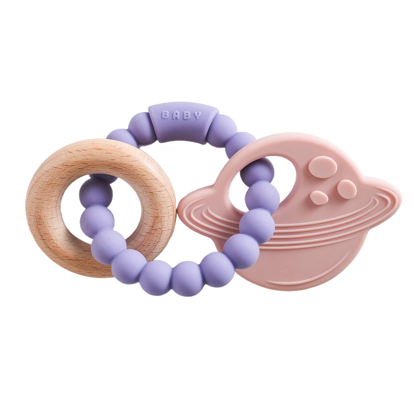 Anneau de Dentition Silicone Bébé – Jouet Sensoriel Sans BPA | 0-12 Mois