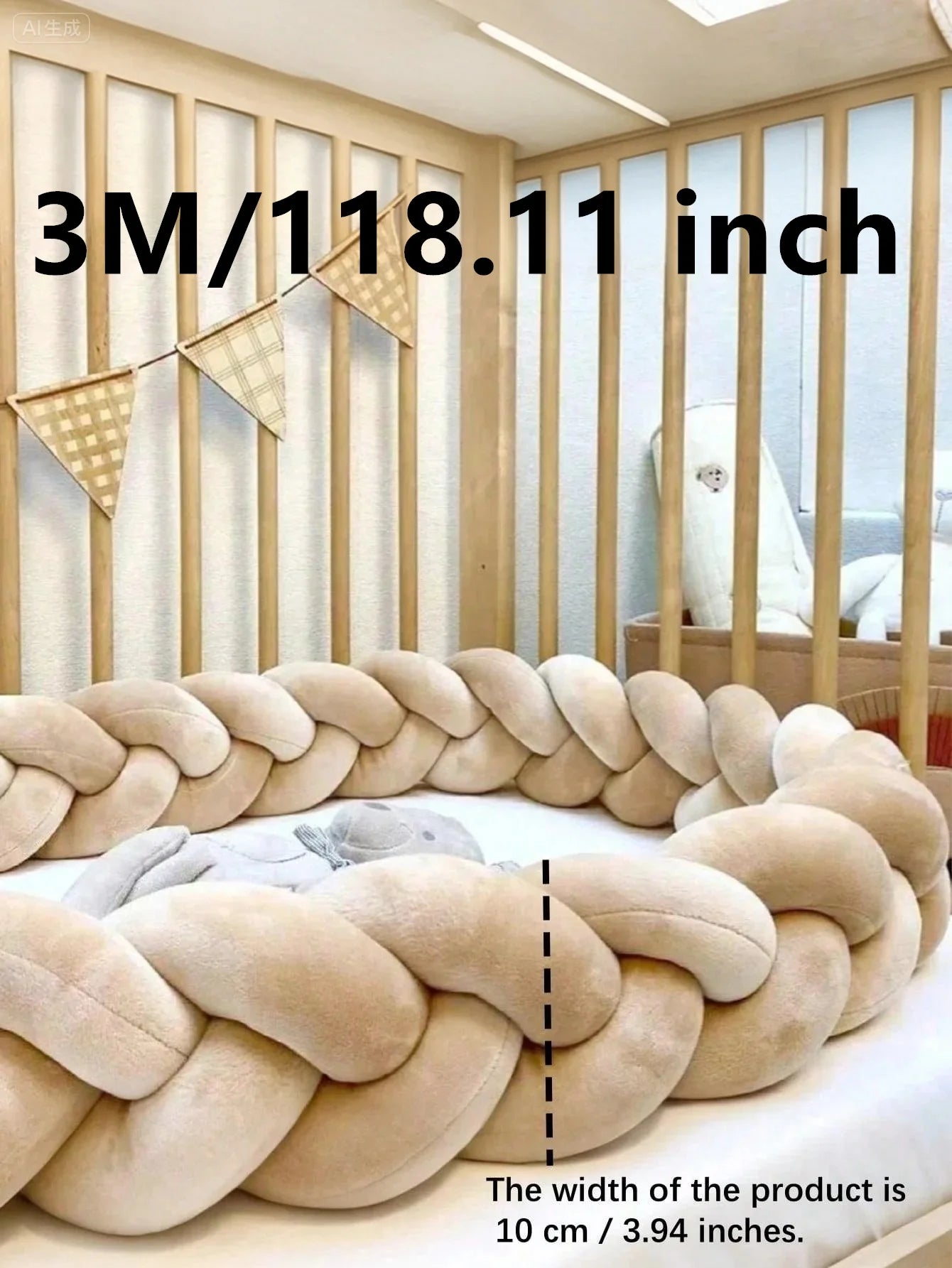 Coussin contour lit bébé — Tresse Protège Barreaux Coton Doux 1M à 4M | Boudin Tour de Lit
