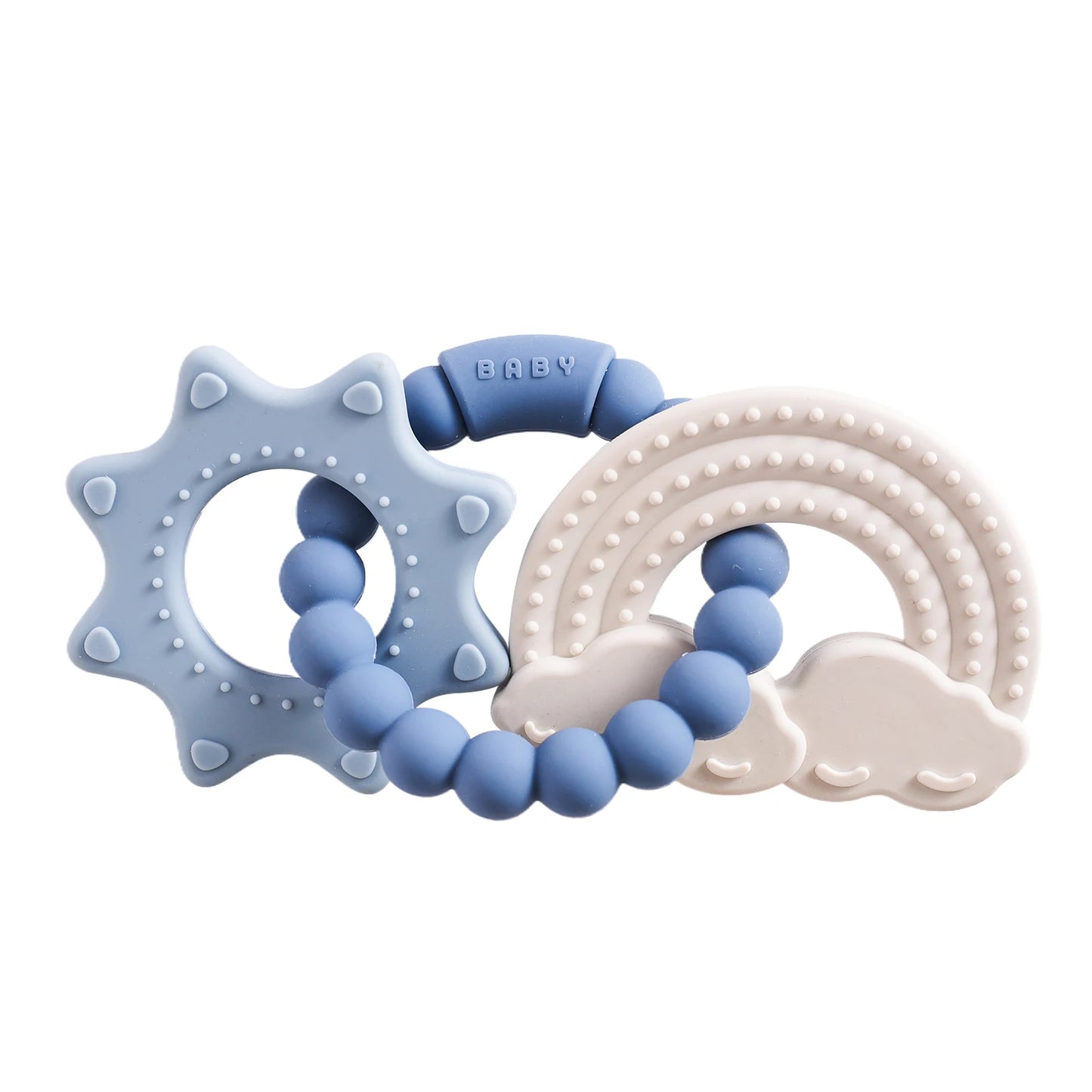 Anneau de Dentition Silicone Bébé – Jouet Sensoriel Sans BPA | 0-12 Mois