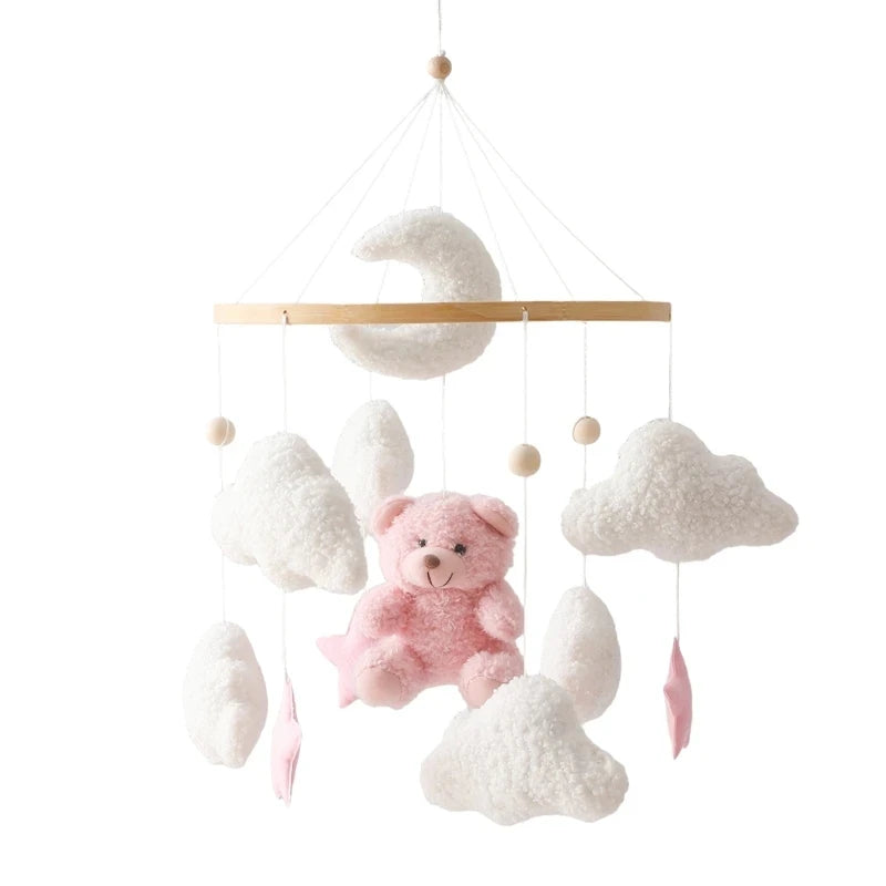Mobile Hochet Bois & Feutre Forêt Bébé — Cloche Lit Animaux Cartoon & Support | 14 Modèles 0-12 Mois