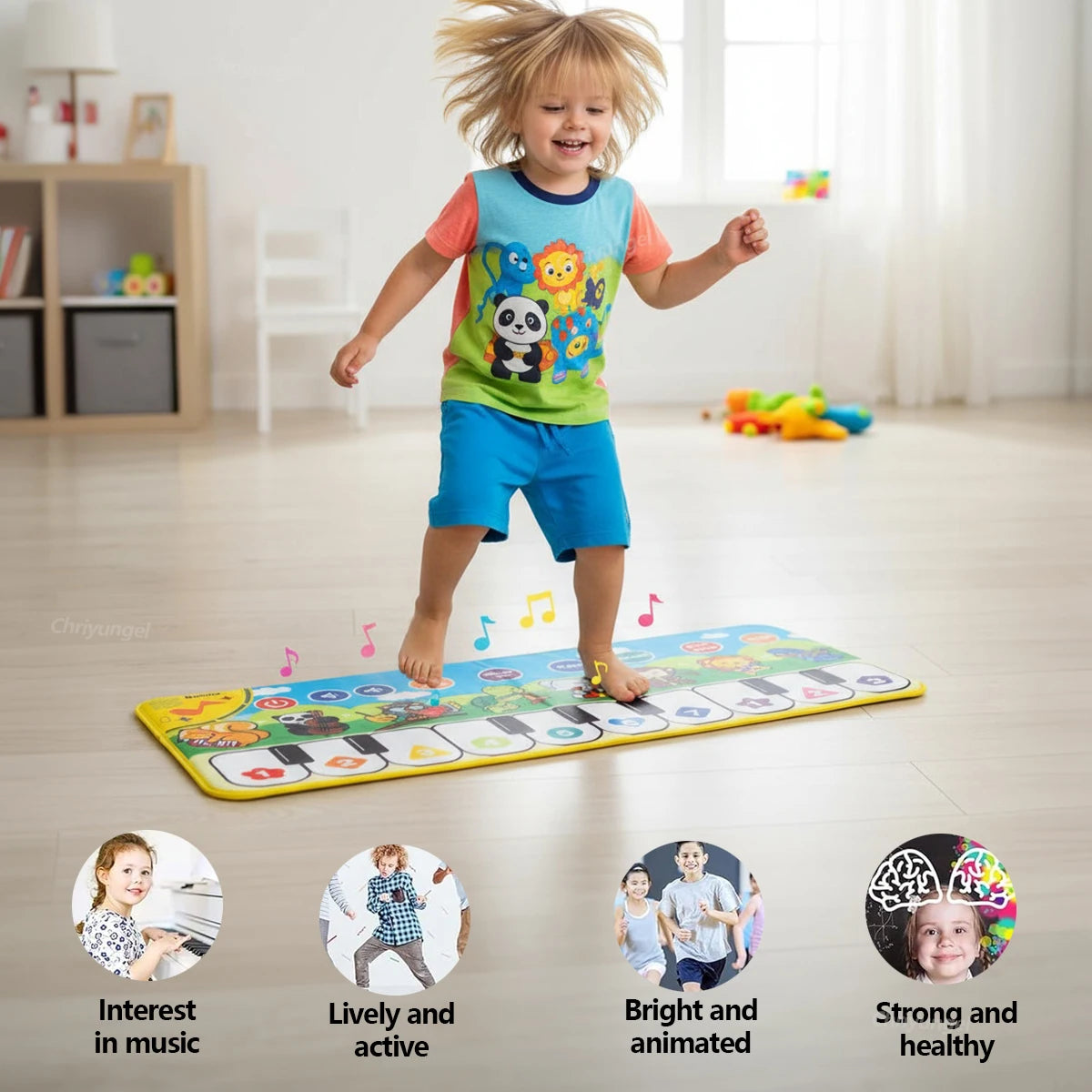Tapis Piano Musical Enfant avec Chansons Démo 80x30cm – Clavier Danse & Apprentissage | Fille & Garçon